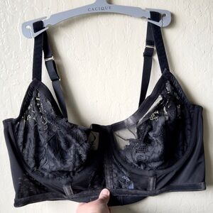 Cacique Black Lace Balconette 42F NWOT
